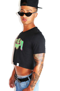 All 4  Daddy Crop Tee-Black