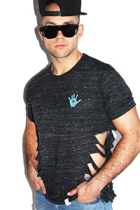All Seeing Eye Slashed Tee-Black Heather