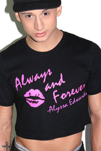 Alyssa Edwards Always and Forever Crop Tee-Black
