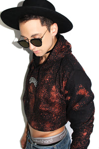 Amazing  Patch Crop Long Sleeve Hoodie-Black Spot