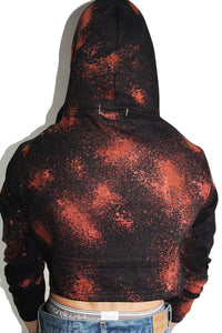 Amazing  Patch Crop Long Sleeve Hoodie-Black Spot