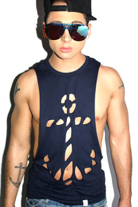Anchor Cutout Low Arm Tank- Navy