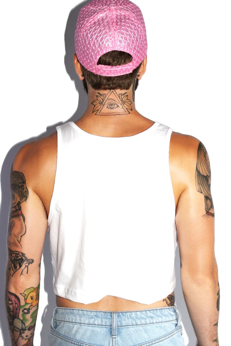 Anime Face Crop Racerback Tank- White