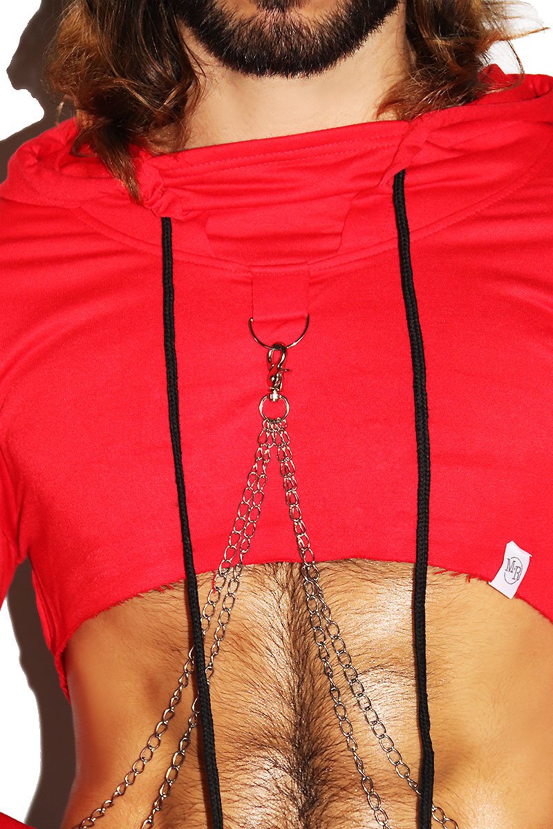 Anon and Horny Chains Long Sleeve Crop Hoodie- Red