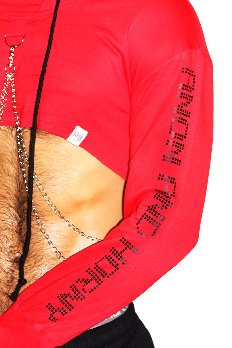 Anon and Horny Chains Long Sleeve Crop Hoodie- Red