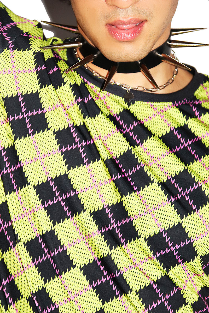 Big Top Argyle All Over Tunic Tee Dress- Green