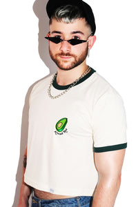 Avocado Hoe Ringer Crop Tee-Cream