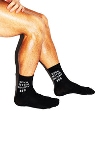 Better Have My Money Quarter Length Socks- Black