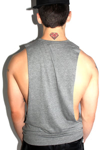 Blood, Sweat and Fur Low Arm Tank-Light Charcoal