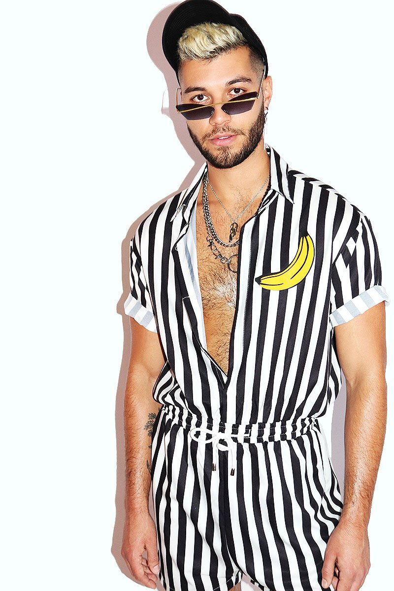 Bananas Stripe Romper- Black