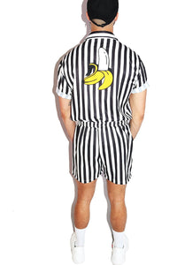 Bananas Stripe Romper- Black