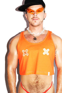 Bandaid Pasties Crop Racerback Tank- Orange