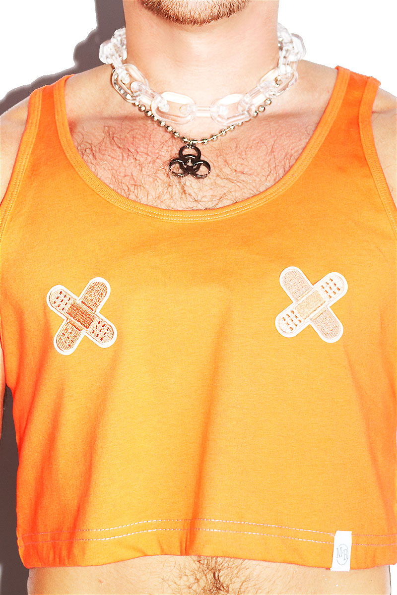 Bandaid Pasties Crop Racerback Tank- Orange