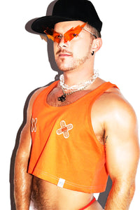 Bandaid Pasties Crop Racerback Tank- Orange