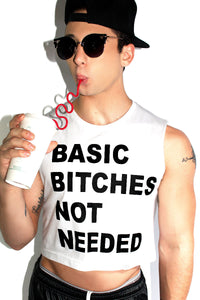 Basic Bitches Not Needed Crop Tank-White