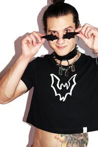 Bat Wing Crop Tee- Black