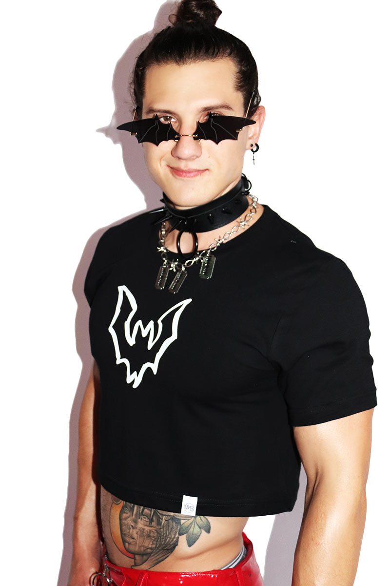 Bat Wing Crop Tee- Black