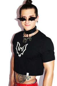 Bat Wing Crop Tee- Black