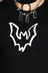 Bat Wing Crop Tee- Black