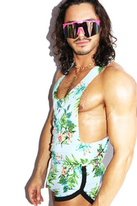 Palm Springs Floral String Tank- Sky Blue