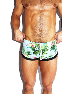 Palm Springs Floral Shorty Shorts- Sky Blue