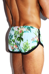 Palm Springs Floral Shorty Shorts- Sky Blue
