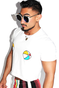 Beach Ball Pasties Crop Tee-White
