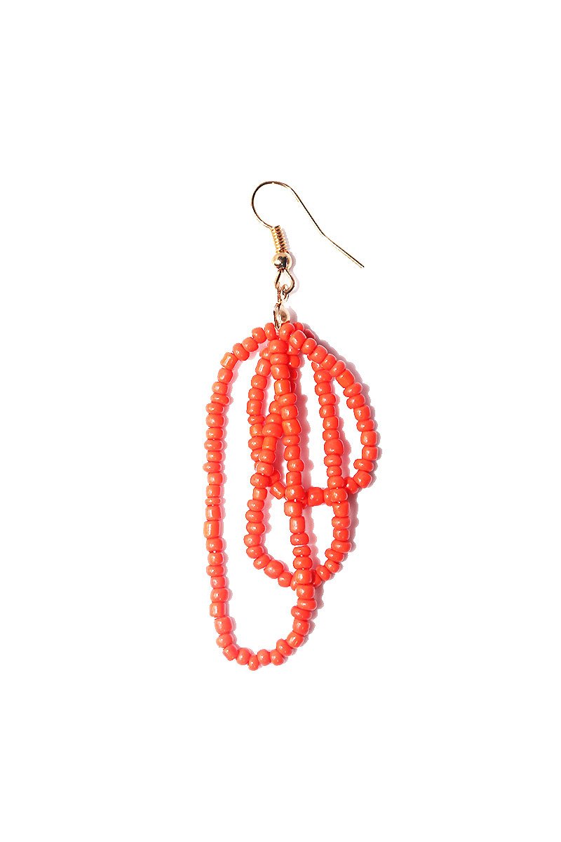 Beaded Tassel Singe Earring-Orange