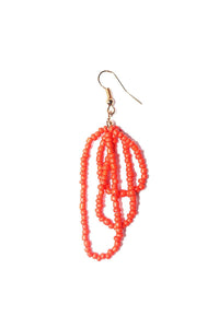 Beaded Tassel Singe Earring-Orange
