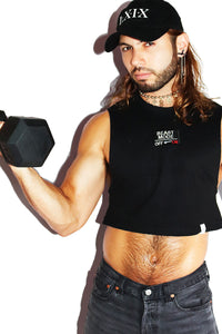 Beast Mode On Crop Low Armhole Tank- Black