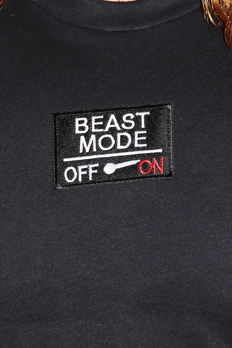 Beast Mode On Crop Low Armhole Tank- Black