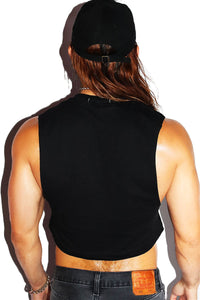 Beast Mode On Crop Low Armhole Tank- Black