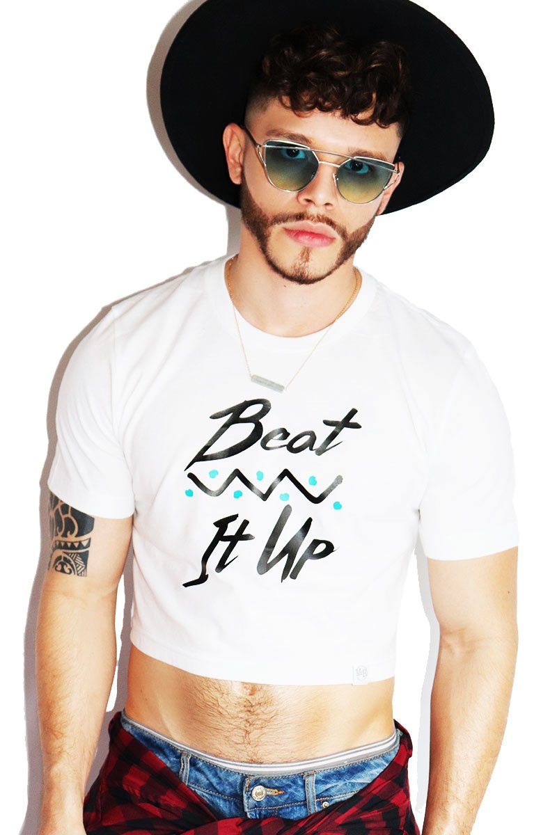 Beat It Up Crop Tee-White