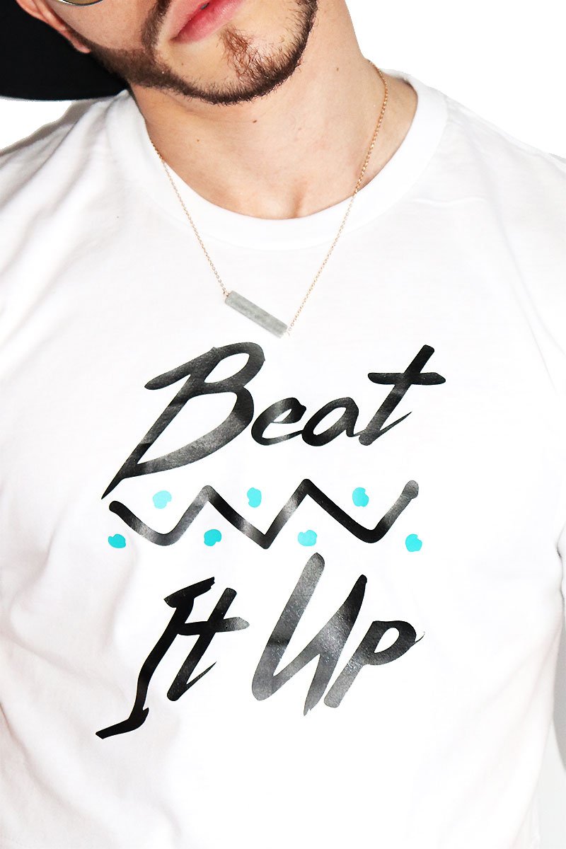 Beat It Up Crop Tee-White