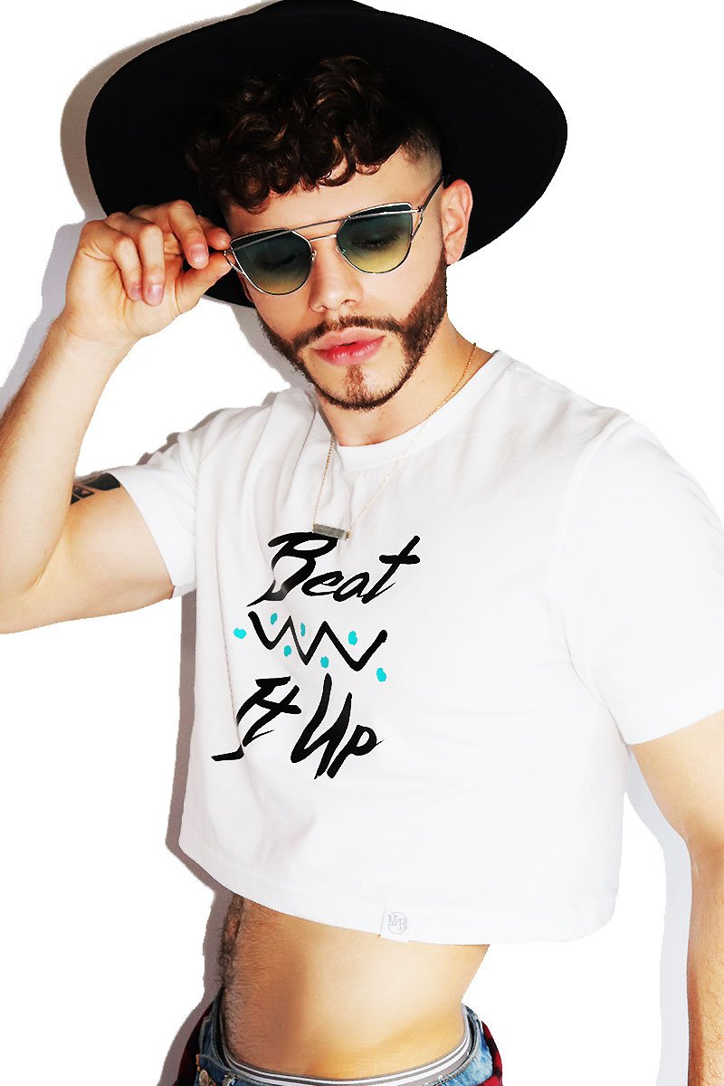 Beat It Up Crop Tee-White