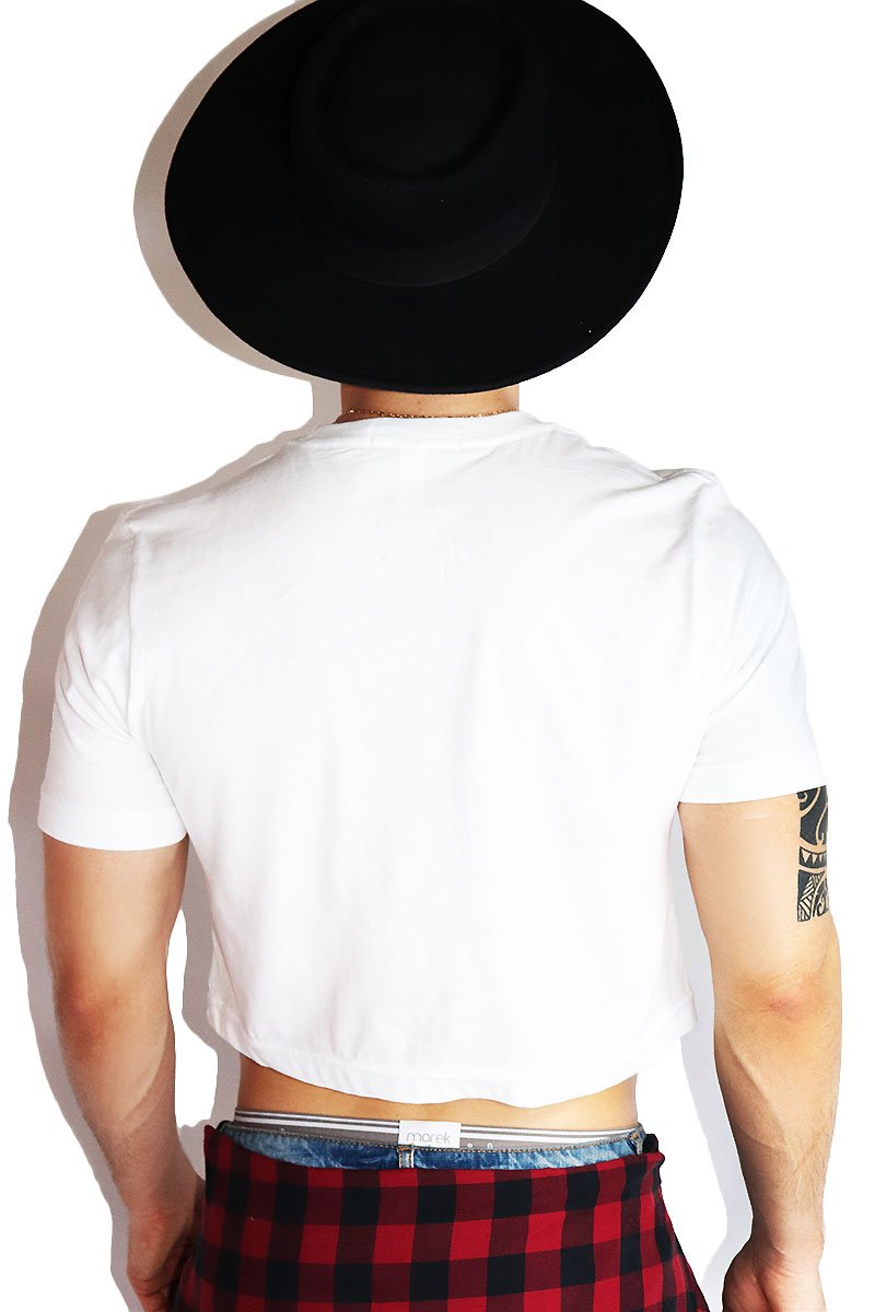 Beat It Up Crop Tee-White
