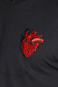 Beating Heart Crop Tee-Black