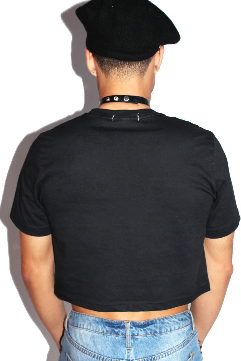 Beating Heart Crop Tee-Black