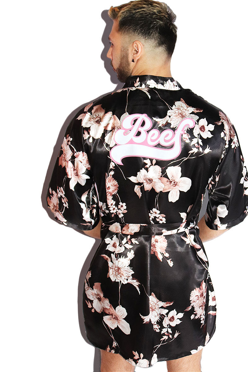 Beef Floral Lounge Robe-Black