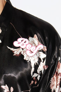 Beef Floral Lounge Robe-Black