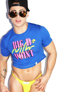 Big D Point Crop Tee-Royal Blue