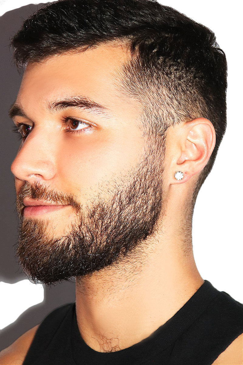 Round Diamond Single Earring- Silver