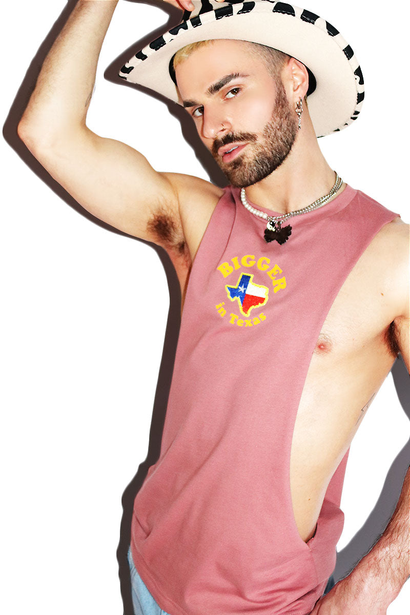 Bigger In Texas Low Armhole Tank- Mauve