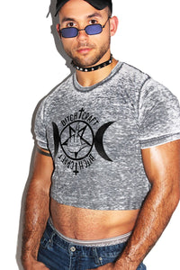 Bitchcraft Burnout Crop Tee- Acid Grey