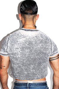 Bitchcraft Burnout Crop Tee- Acid Grey