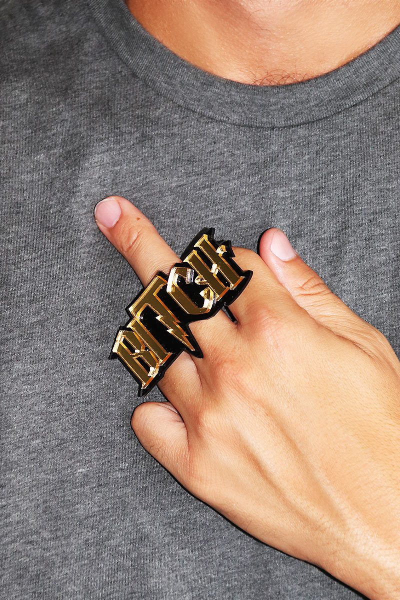 Bitch Adjustable Ring-Gold