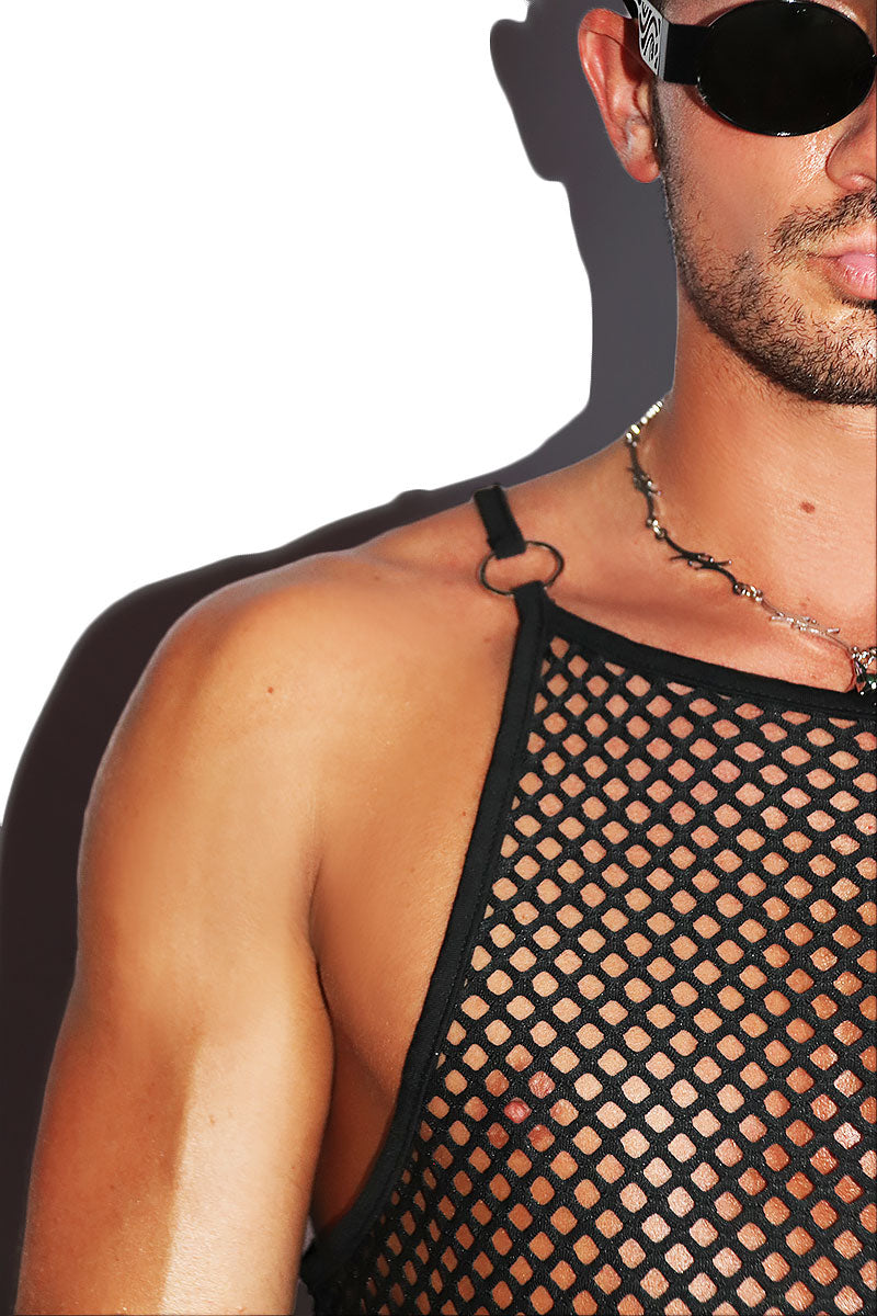 O Ring Mesh Tank-Black