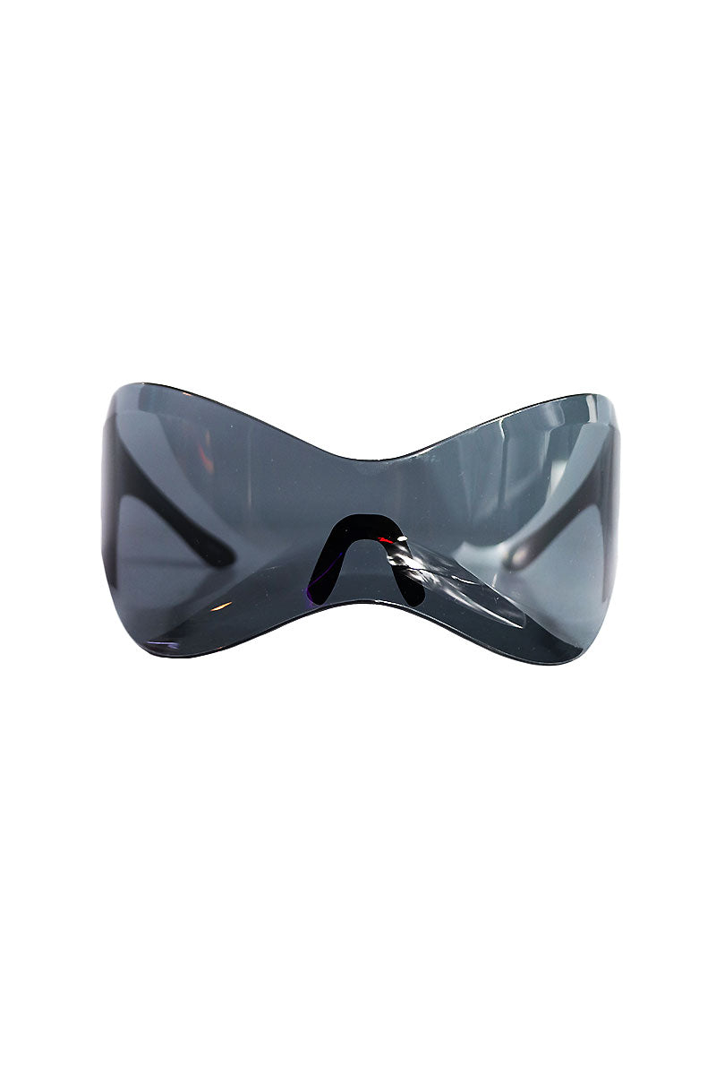 Alien Wrap Around Shield Sunglasses- Black