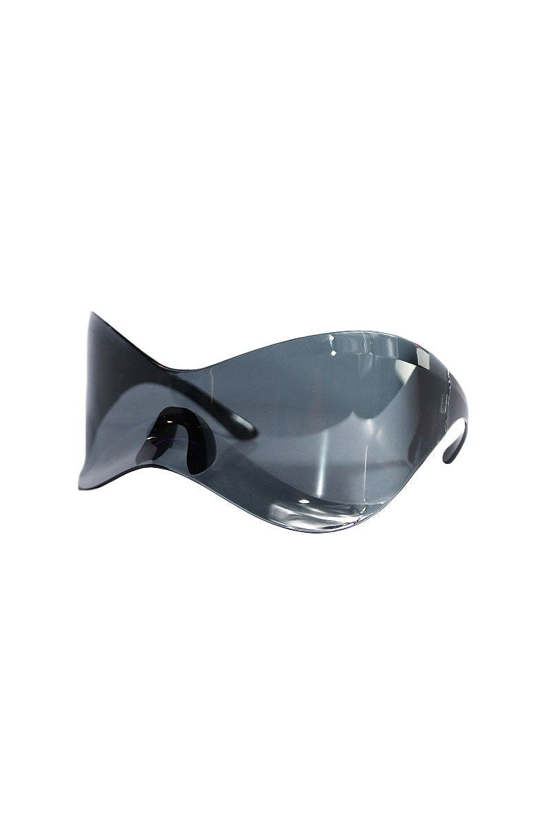 Alien Wrap Around Shield Sunglasses- Black