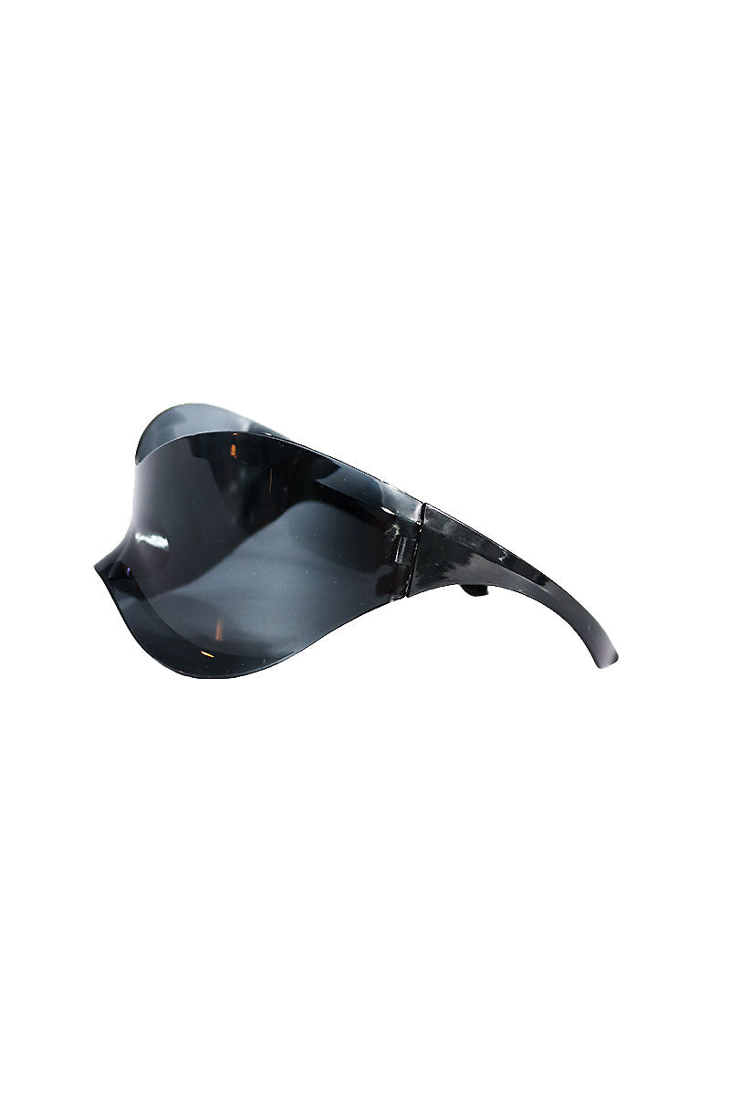 Alien Wrap Around Shield Sunglasses- Black